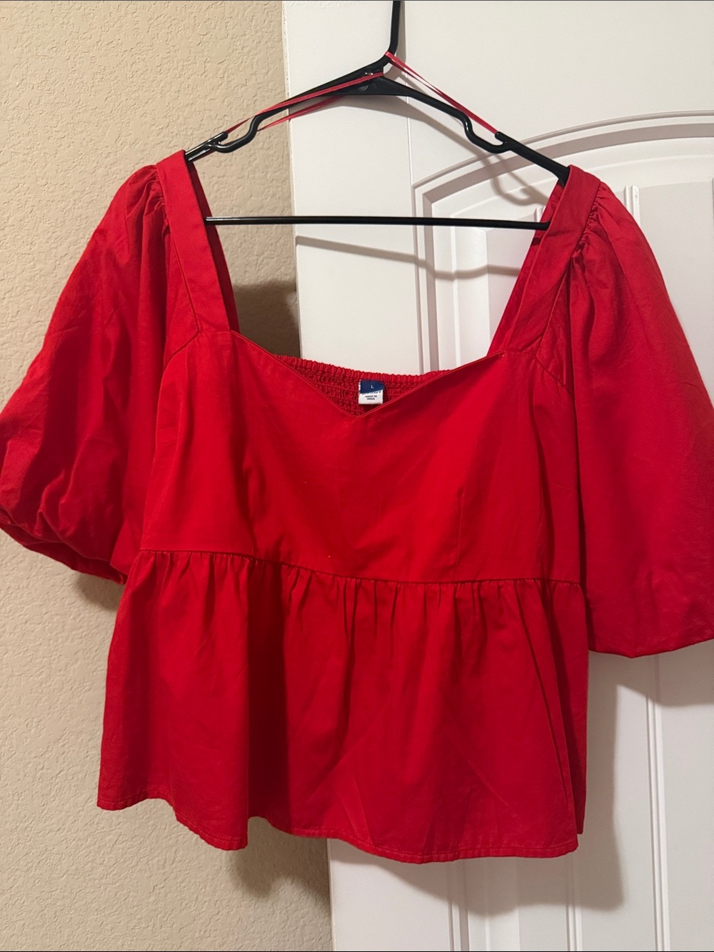 Old Navy Red Puff Sleeve Square-Neck Top